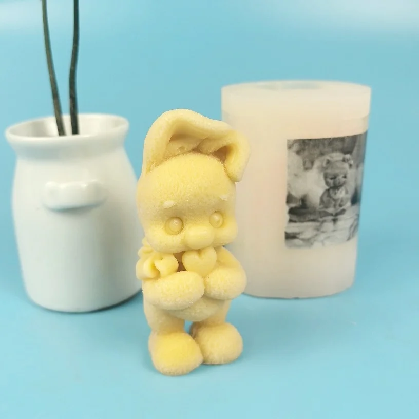 

Bunnys Mold Love Hearts Rabbit Soap Molds Silicone 3D Wedding Birthday Clay Resin Mould