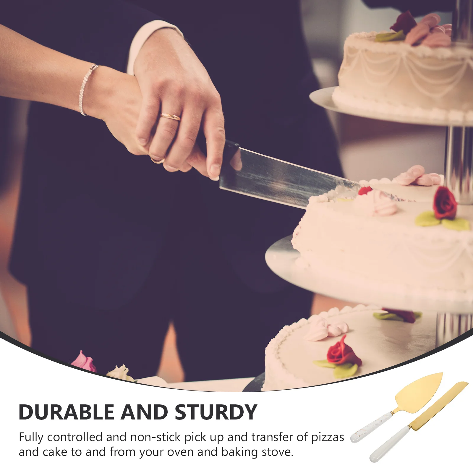 

2Pcs Stainless Steel Cake Cutter Pizza Spatula Baking Tool Kitchen Shovel for Cake Cheese Pizza Bread Cutting