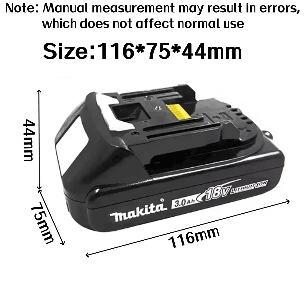 แบตเตอรี่แท้ Makita 3Ah สำหรับแบตเตอรี่ Makita 18V รุ่น BL1830 BL1850B BL1850 BL1840 BL1860 BL1815 BL1820 แบตเตอรี่ลิเธียมสำรอง