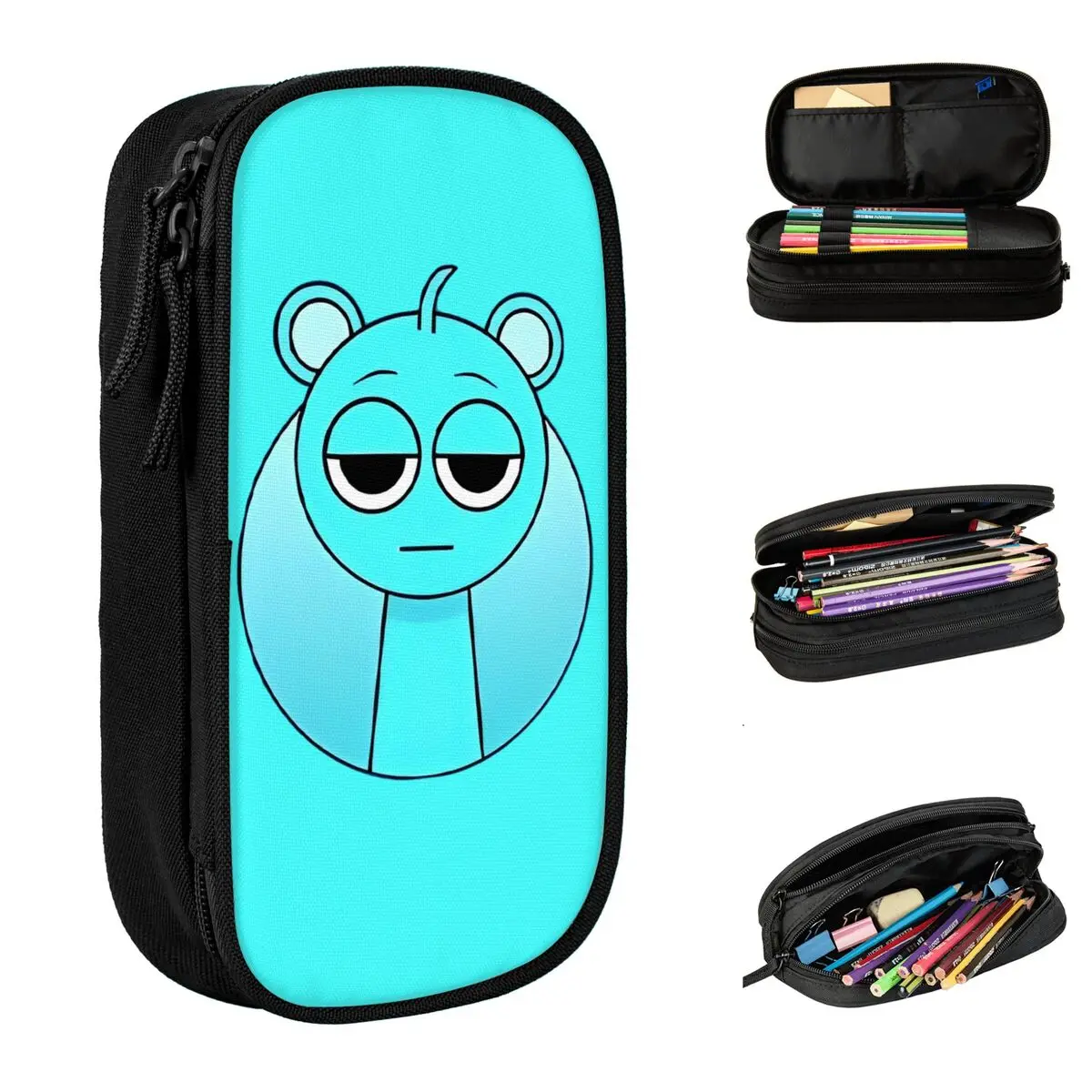 Sprunki Incredibox 스카이 필통, 만화 애니메이션 게임 필통, 여아 남아 가방, 학생 학교 문구 펜꽂이