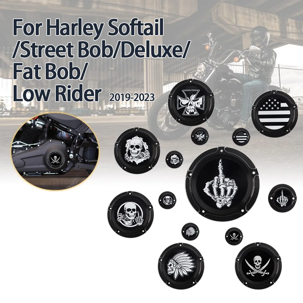 

Motorcycle 5 Hole Engine Derby Timer Cover Points Covers Clutch Side Covers Aluminum For Harley Softail Low Rider FXLR FLDE 107