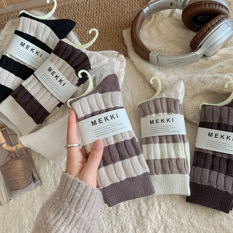 

Женские толстые и теплые осенне-зимние очень толстые носки до середины икры из искусственного кашемира, модные и универсальные женские носки