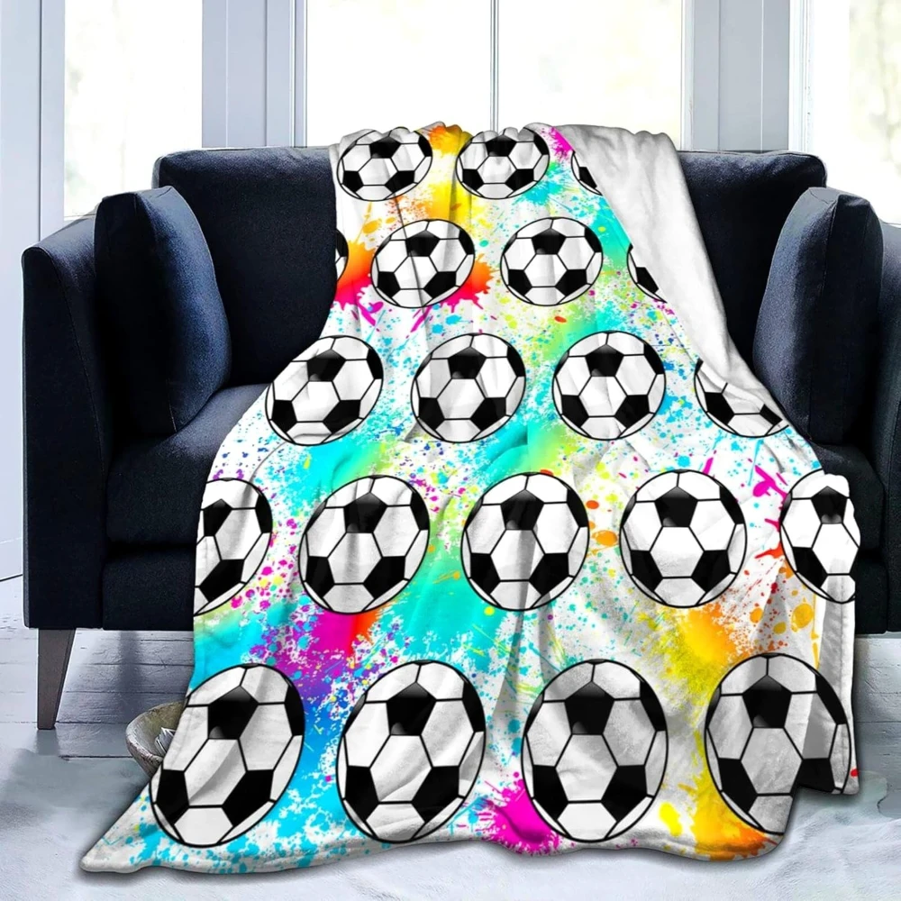 1pc Soccer Blanket Soccer Themed printed Blanket for Football fans Players boys girls birthday festival gifts four season use