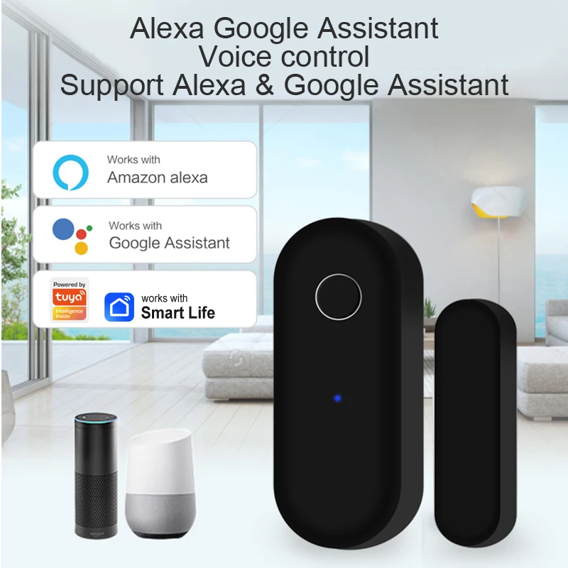 Tuya WiFi Door Window Detector Smart Life APP Remote Control Notification Alarm Sensor Compatible with Alexa Google Assistant