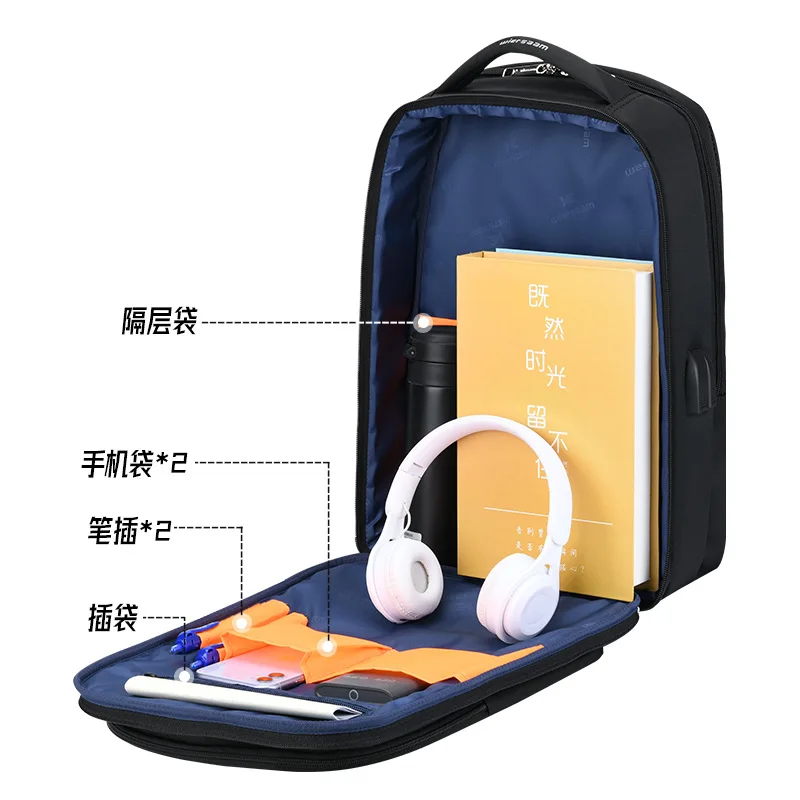 حقيبة ظهر عصرية جديدة للرجال، حقيبة كمبيوتر متعددة الوظائف ذات سعة كبيرة، حقيبة ظهر للسفر أثناء الترفيه