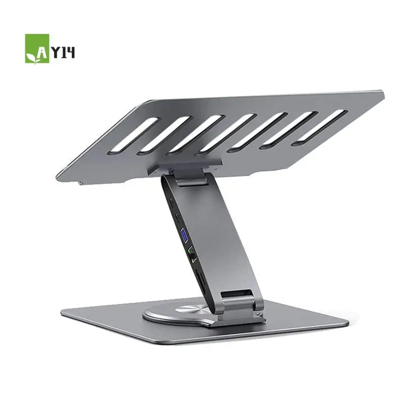 AY14 -11-In-1 Adjustable Laptop Stand With Docking Station, Aluminum Laptop Riser With USB Hub For Pro Air/Dell