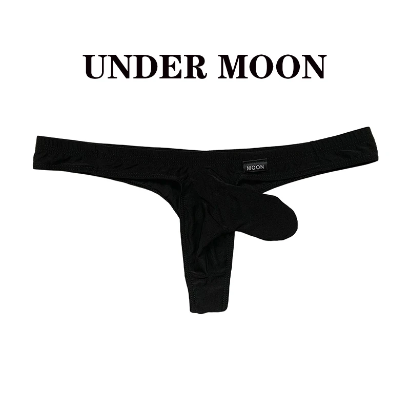 Nova roupa íntima sexy de cintura baixa para homens, cueca longa grande com pênis, roupa íntima macio de nylon