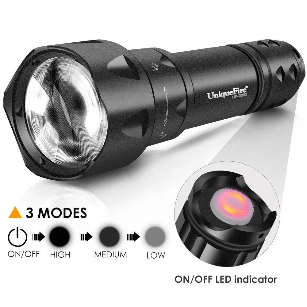 

UniqueFire 2002 LED Flashlight T20 Pro Fresnel Lens Vcsel IR 940nm 850nm 810nm Zoom Hunter illuminator 3 Mode Night Vision Torch