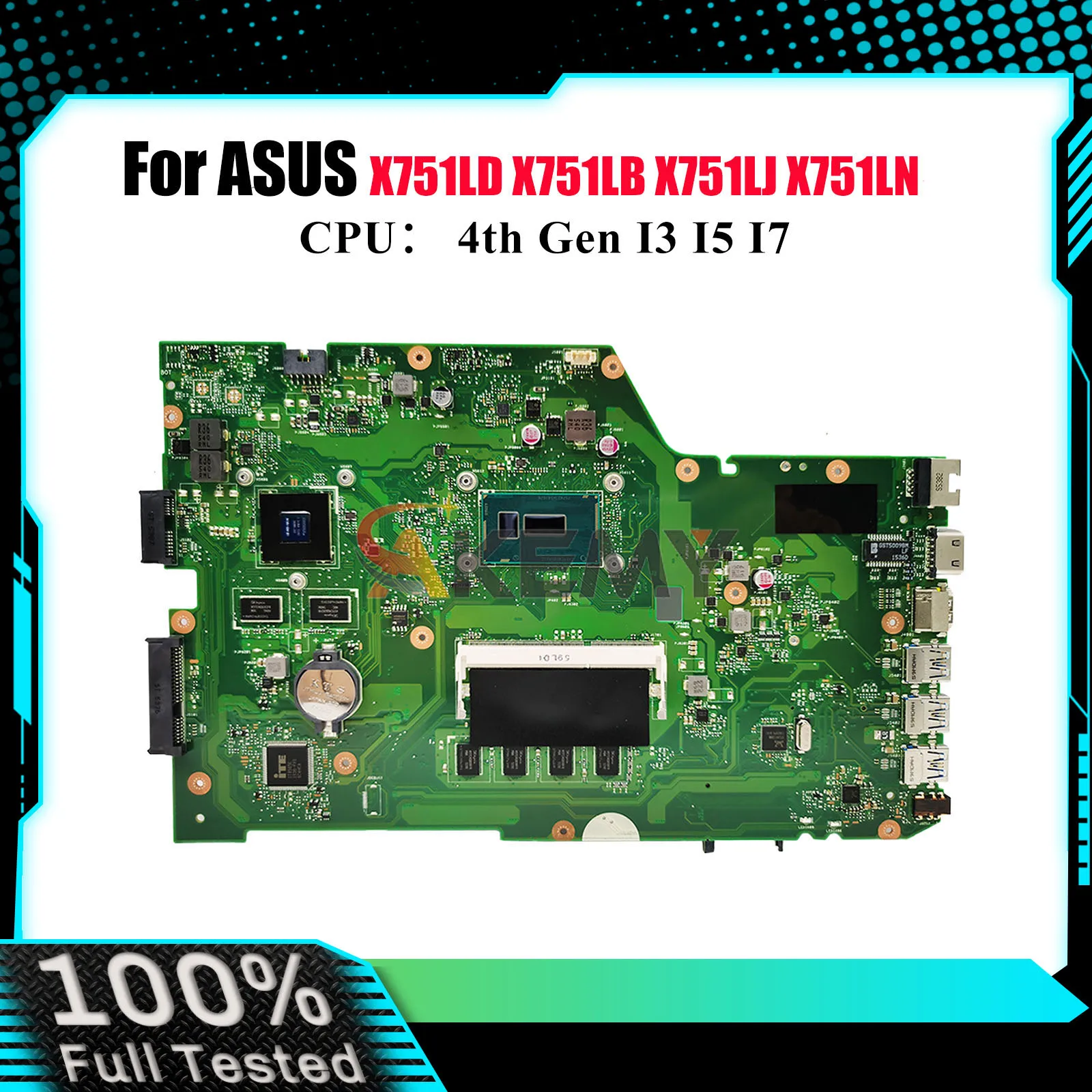 

X751LD Laptop Motherboard For ASUS X751L F751L X751LK X751LDV X751LKB K751L X751LN X751LB A751L X751LJ Mainboard W/ I3 I5 I7 CPU
