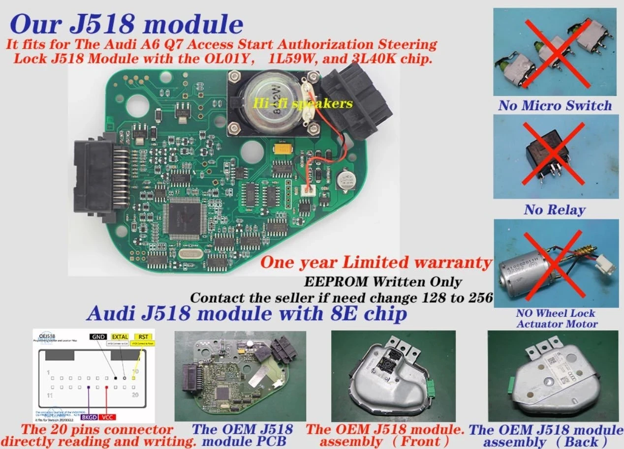 For Audi A6 Q7 C6 VVDI CG100 R270 Xprog Programmer Car Steering Wheel Lock Simulator J518 ELV EIS Board Steer Column Emulator