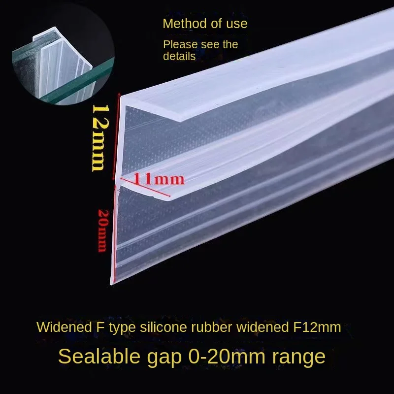 Glasdichtungsstreifen H/F/U-Form Silikon-Duschabschirmdichtung Schiebestreifen Gummi für 6–12 mm Tür, Fenster, Badezimmer, Glas, 2,5/5 m