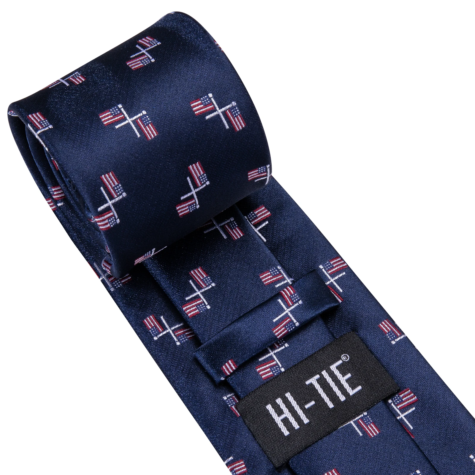 Hi-Tie Navy Blue Fashion Mens Elegant Tie Handkerchief Cufflinks Wedding Party Accessorie Gift for Men Gravats Novelty Designer