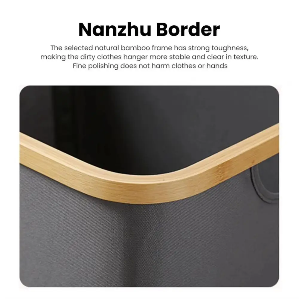 Collapsible Laundry Storage Basket Rectangle Thickened Fabric Storage Bins Waterproof Bamboo Handles Small Laundry Hamper