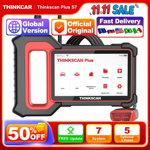 THINKCAR-THINKSCAN PLUS S4 S7 ABS SRS ECM System herramientas de diagnóstico de coche OBD2, escáner automático OBD 2, lector de código Coder, actualización gratuita