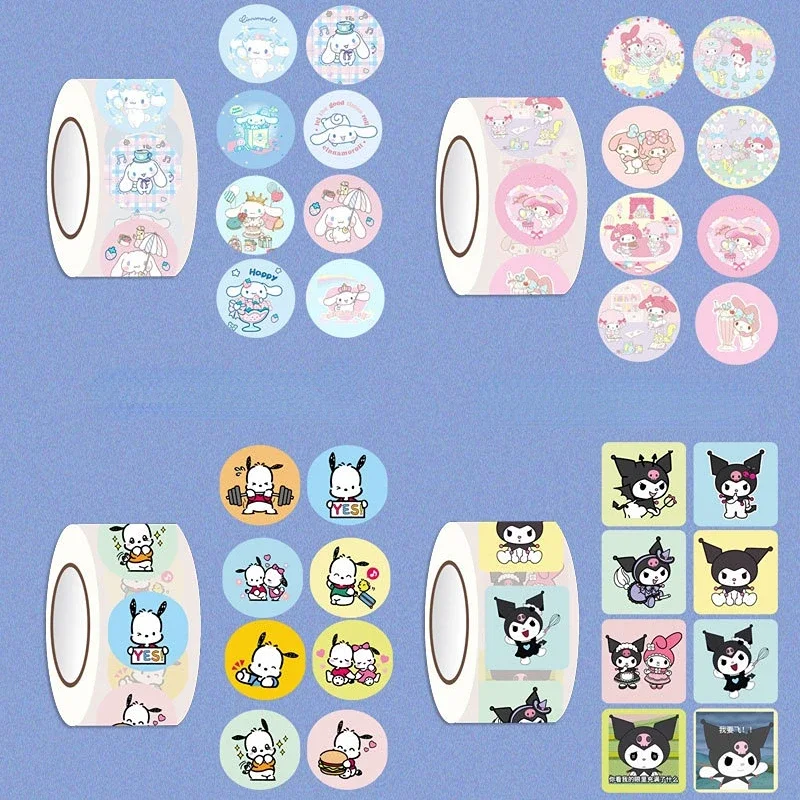 200 Sanrio Kawaii Decorative Stickers Scroll Cartoon Cute Cinnamoroll Kuromi Pochacco My Melody Stickers