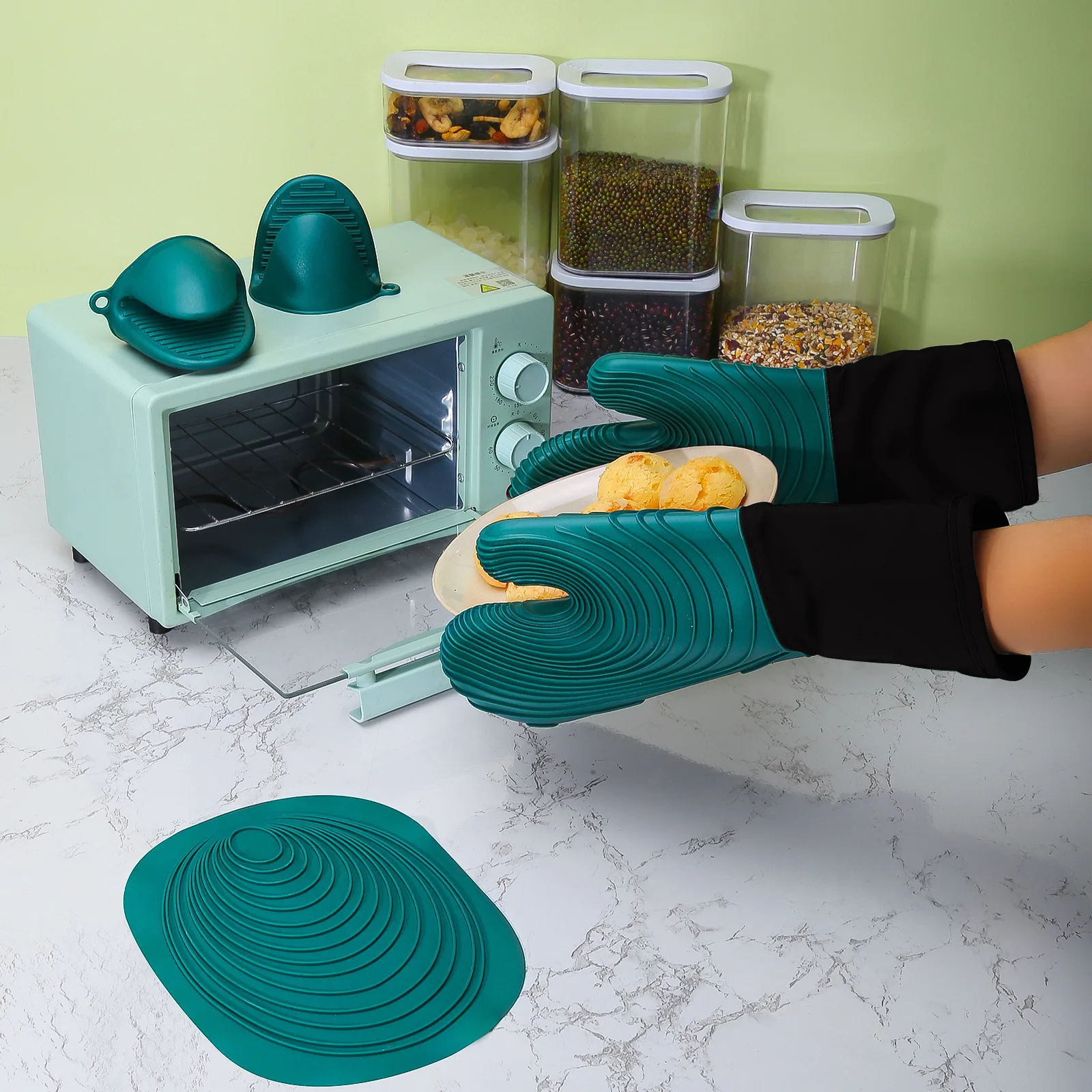 

Flexible Silicone Oven Mitts Set For Cooking Kitchen Essentials Extra Long Professional Heat Resistant Gloves Baking Supplies