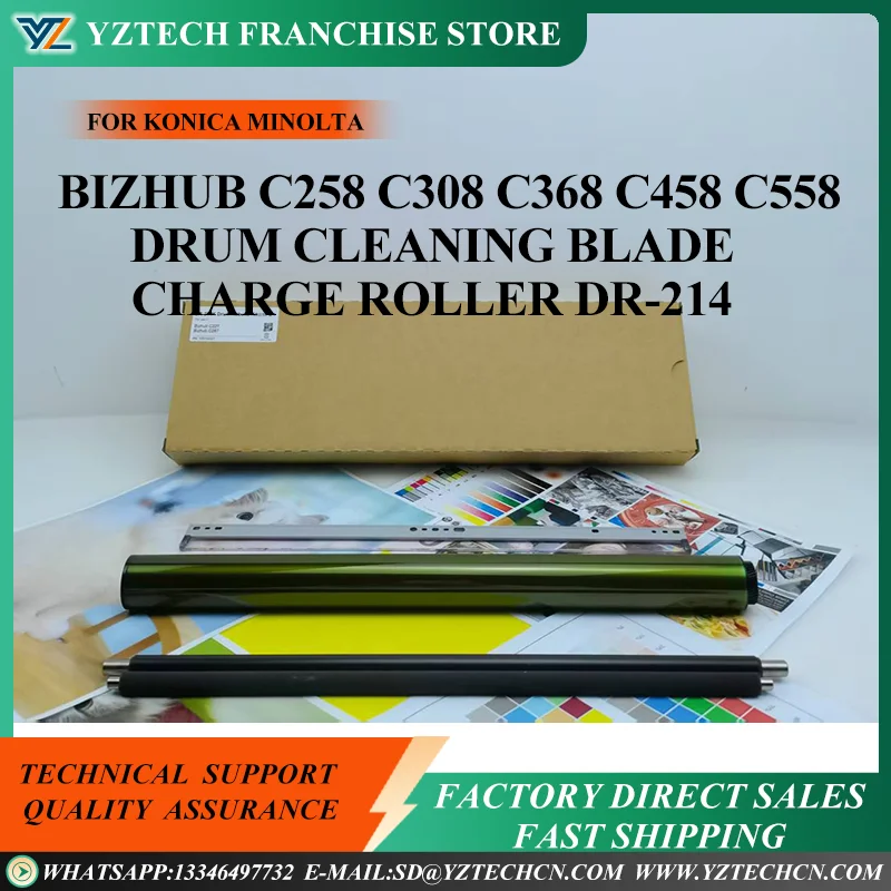 

1Set Drum Cleaning Blade Charge Roller 130K pages drum kits For KONICA MINOLTA Bizhub C258 C308 C368 C458 C558 DR-214 Drum Unit