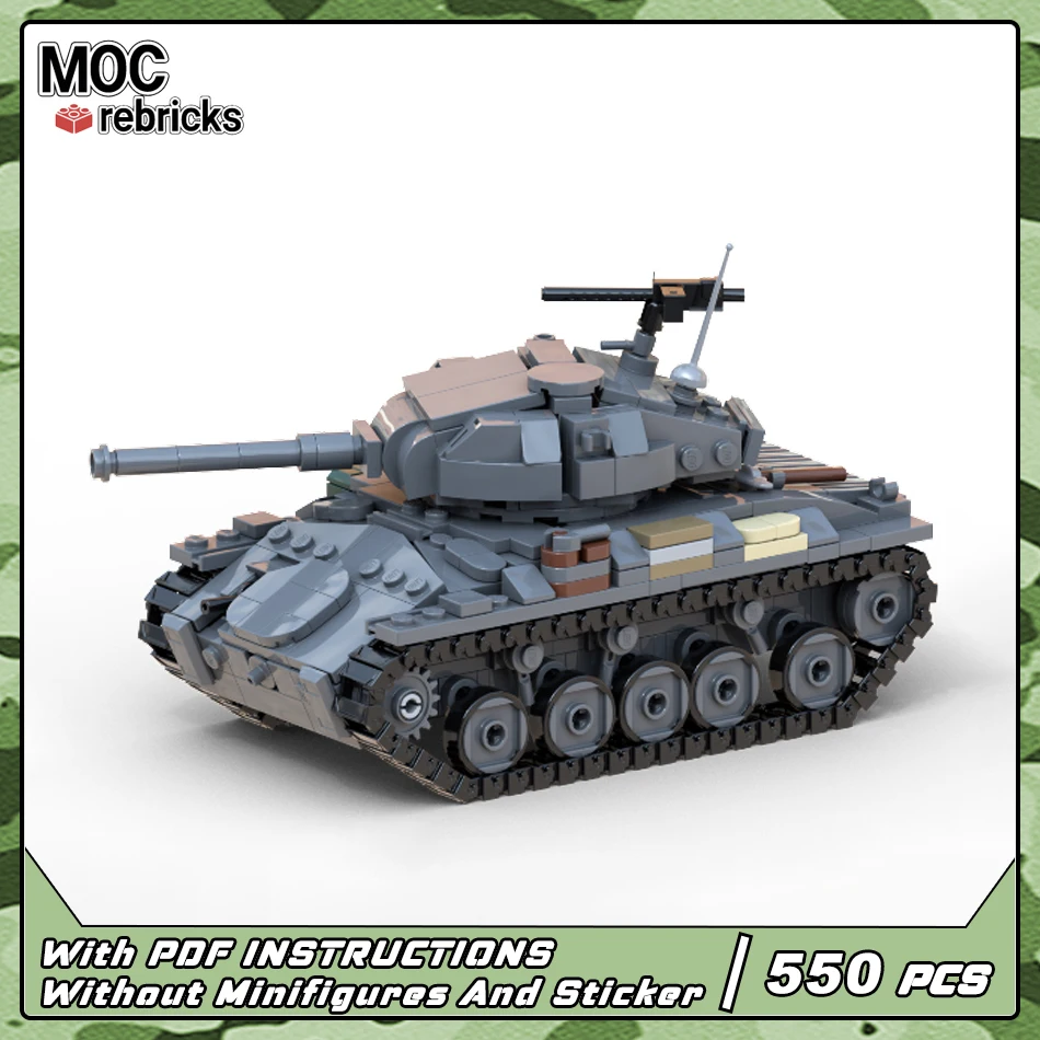 

US Military Series MOC Bricks M24 Chaffee Light Tank Building Block Model DIY Bricks Set Children's Toys Birthday Gifts ﻿