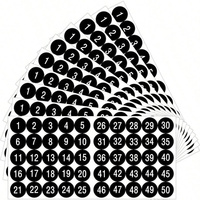 3 Sheets 1 to 50 Number Stickers Vinyl Consecutive Number Stickers,1 Inch Waterproof Self-Adhesive Decal, Party Gift Decoration