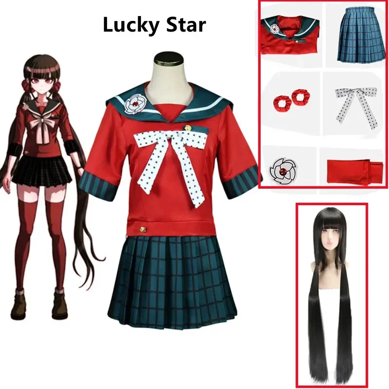 Anime Danganronpa cosplay Harukawa Maki cosplay costumes wig school girls uniform Dangan Ronpa Halloween costume for women