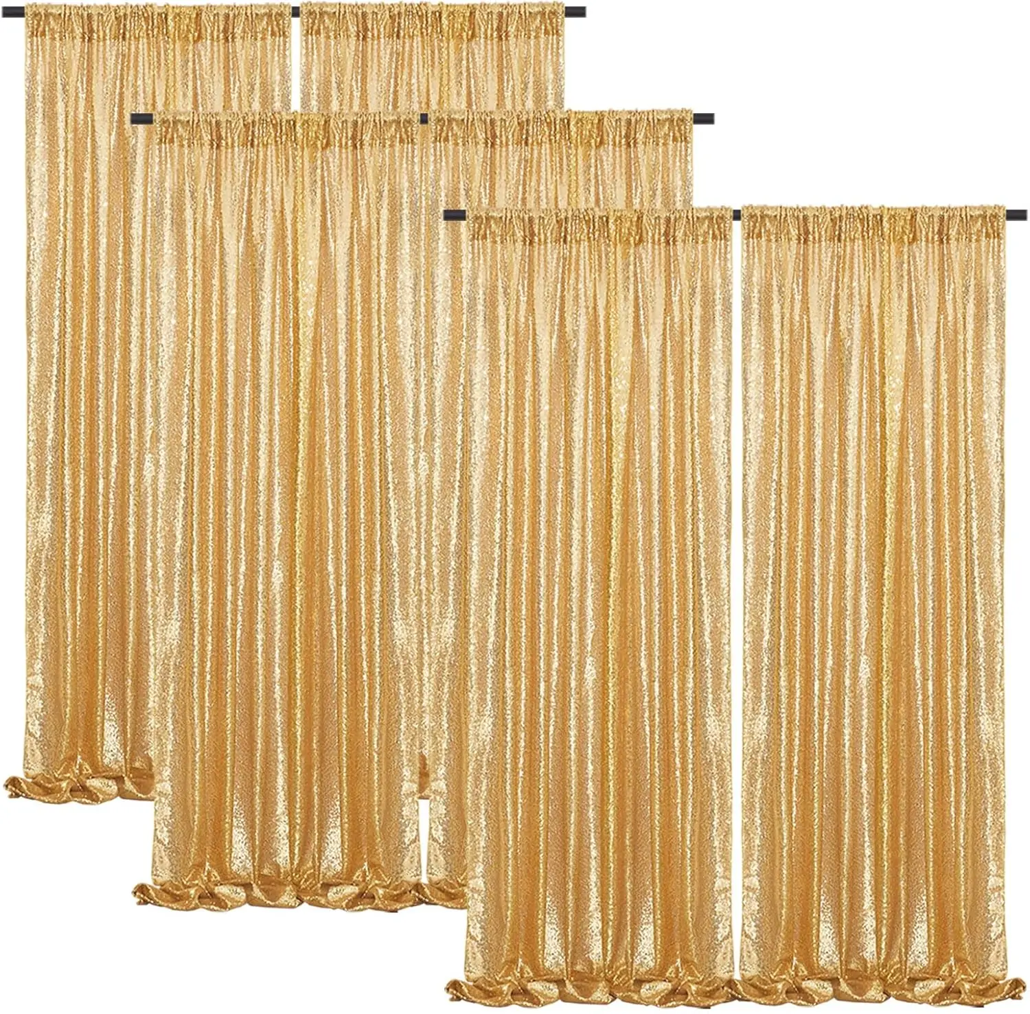 

Gold Sequin Backdrop Curtains 2FT x 8FT 6 Panels Glitter Curtain Backdrop Sparkly Photography Background Drapes for Wedding Brid