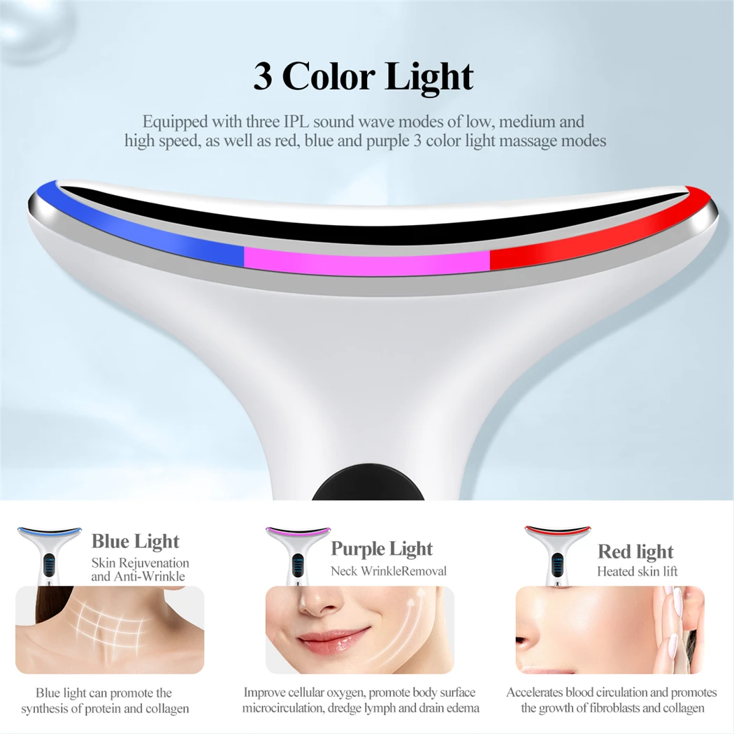 CkeyiN Neck Face Beauty Device LED Photon Skin Care Machine Face Lifting rassodante collo rughe rimozione sbiancante massaggiatore viso
