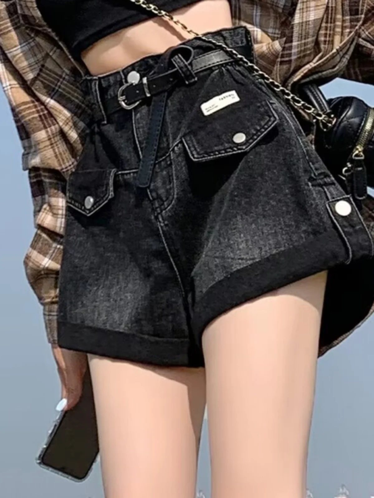 

Ретро-джинсы из мягкого денима, женские, с высокой талией, А-силуэт, синие, летние, модные, стройнящие, с высокой талией, женские джинсы, цвет черный