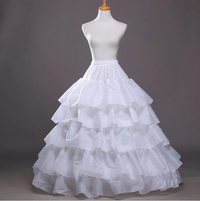 New A-line Long Petticoats For Floor Length Wedding Dress 4 Hoop Crinoline Ruffles Petticoat Underskirt