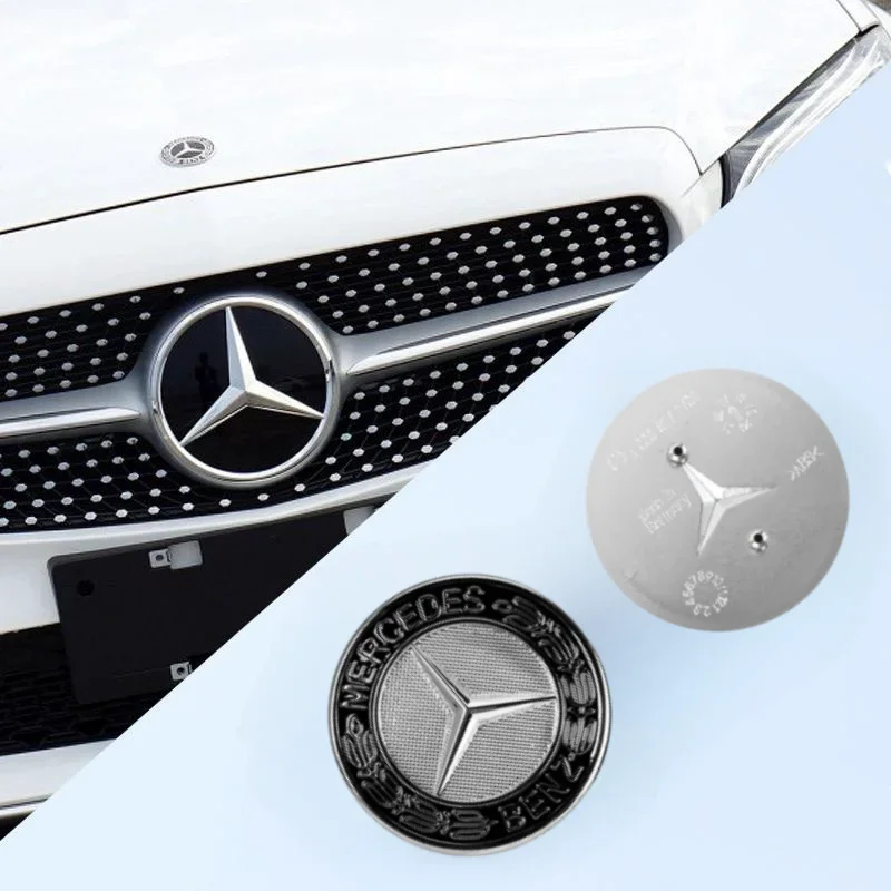 57mm Car Front Hood Emblem Badge For Mercedes Benz AMG W203 W204 W210 W211 W212 W220 A0008171701 Bonnet 2 Pins Decor Accessories