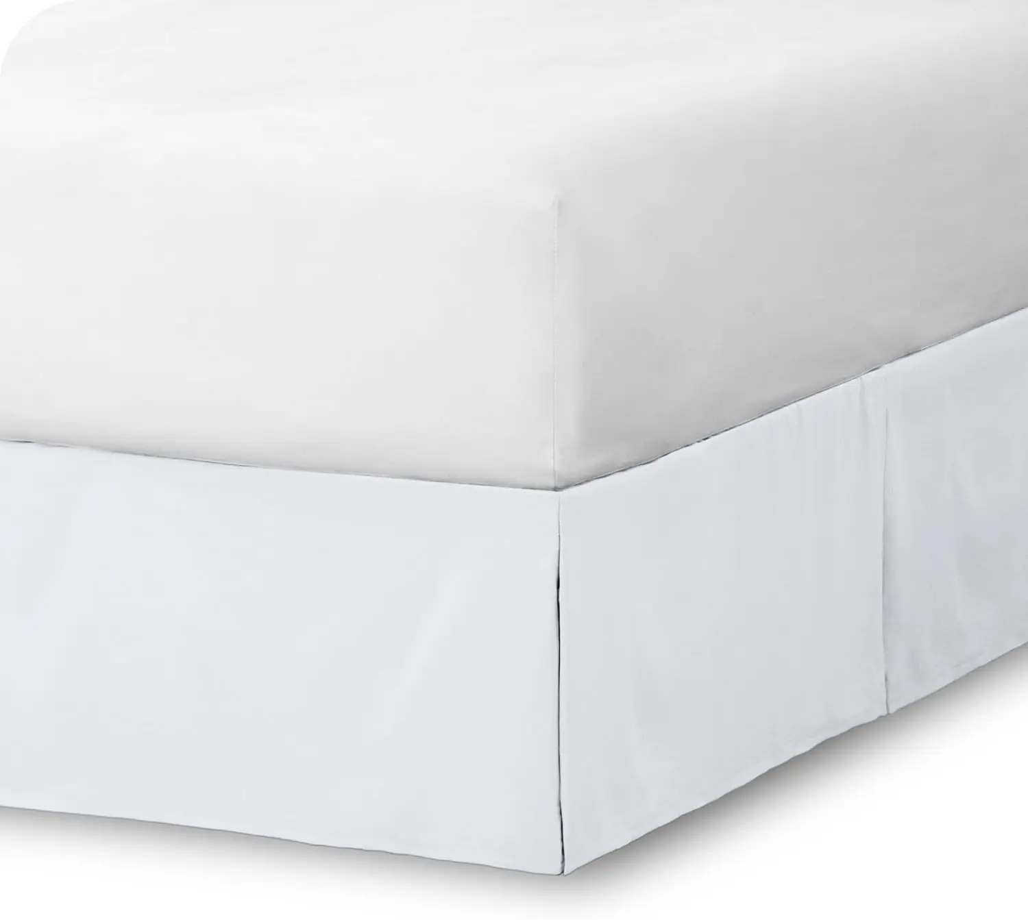 

Queen Bed Skirt - 15-Inch Tailored Drop Easy Fit - Bed Skirt For Beds - Center & Corner Pleats (Queen, White)