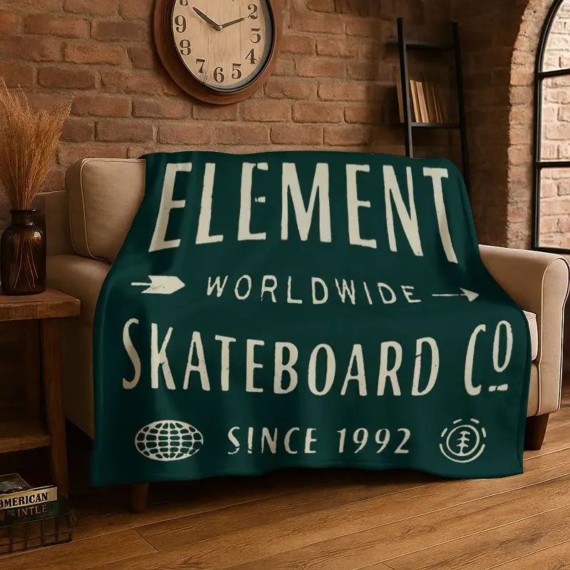 Classic Boardsport Logo E-Element Skateboards Flannel Blanket,Ultra Soft Warm Plush Throw for Home Bedroom Bed Sofa Cover Picnic