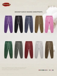 ZODF Vintage uomo 360gsm pantaloni della tuta in pile spesso donna Unisex pantaloni da jogging caldi lavati lavati sciolti per l'inverno HY0749