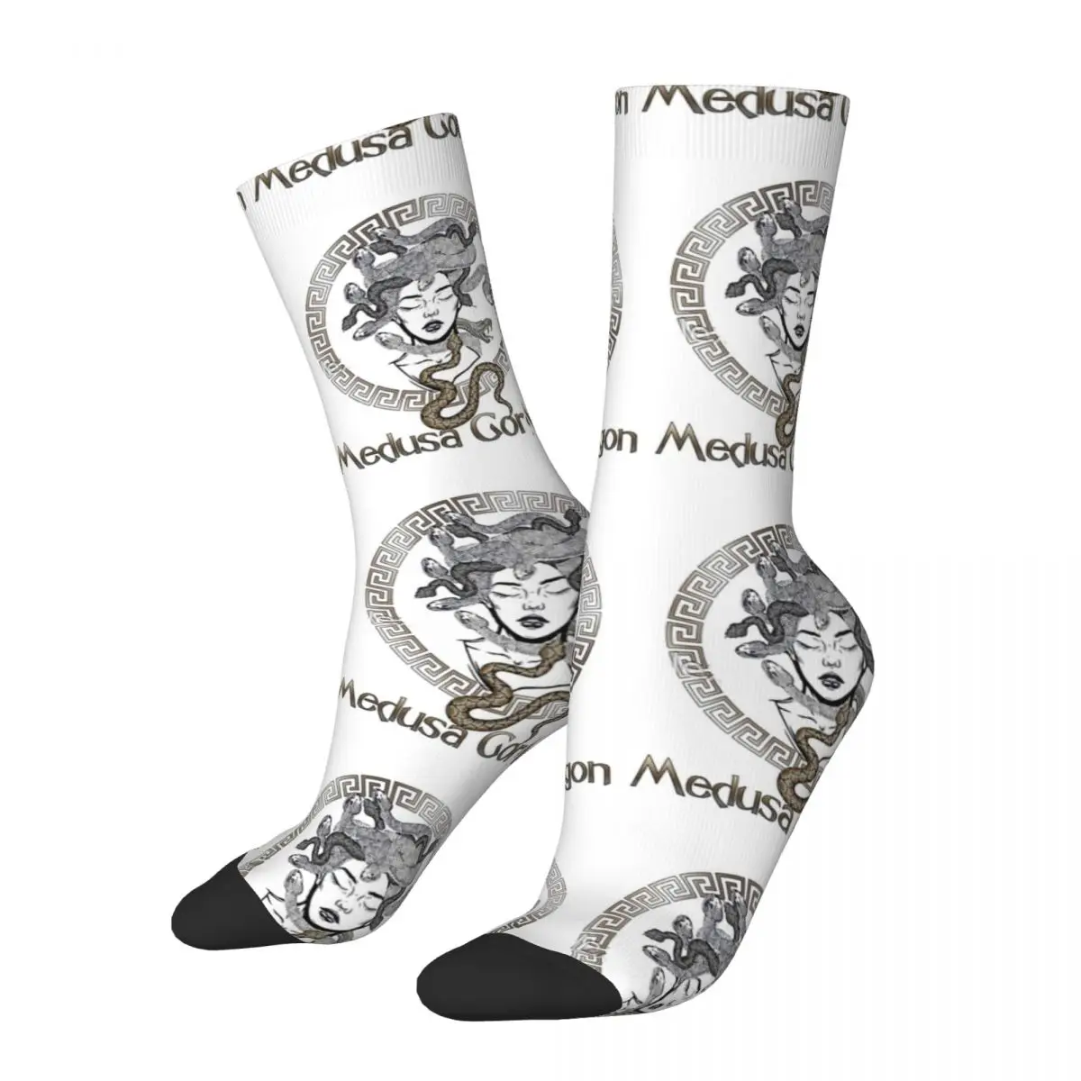 Crazy compression Sock for Men Medusa Gorgon Hip Hop Harajuku Greek Mythology Happy Seamless Pattern Printed Boys Crew Sock