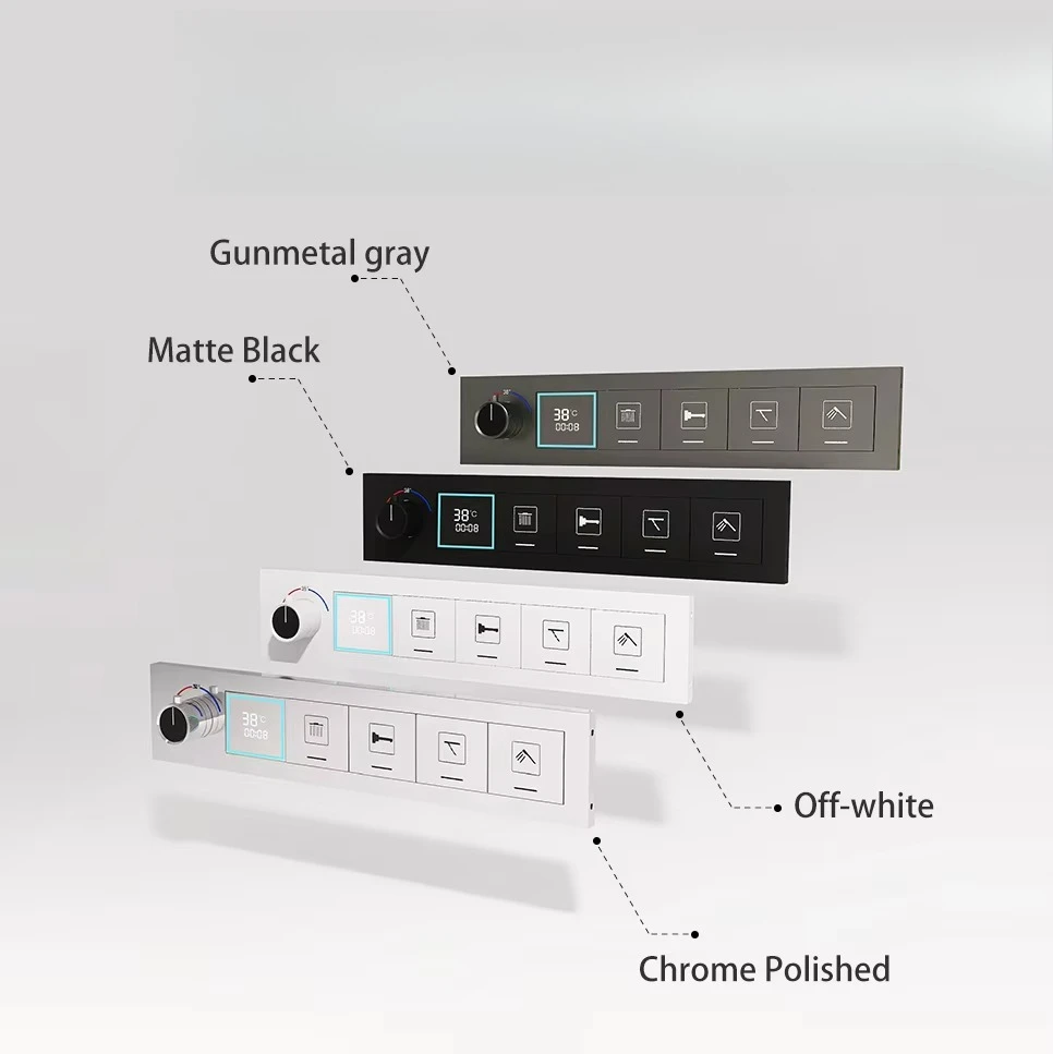 New Design Intelligent LED Digital Display Concealed 4 Functions Bathroom Thermostatic Shower Mixer Set