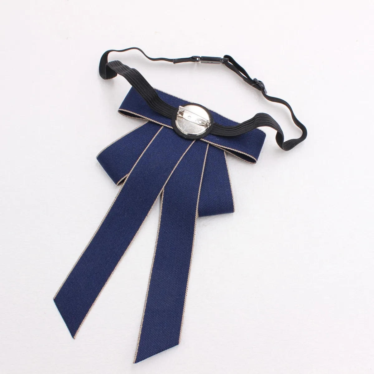 Papillon gotico Lolita da donna Cravatta a nastro con ciondolo di perle vintage Accessorio uniforme regolabile per abiti da prestazione per ufficio scolastico