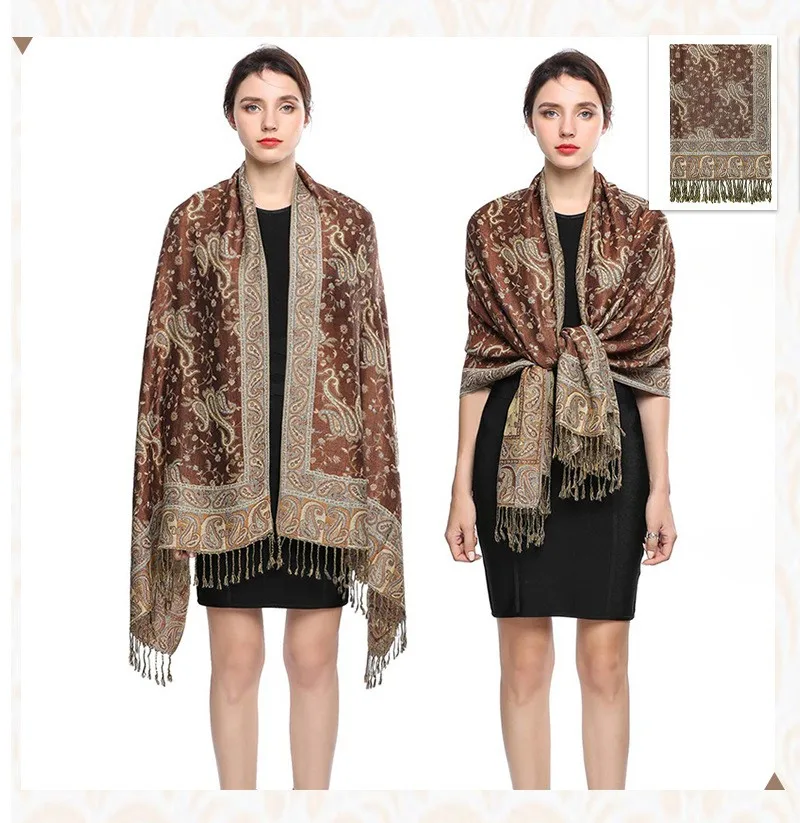 Luxury Brand Autumn Cashmere Pashmina Shawl Lady Wrap Warm Winter Scarves Cashew Print Female Foulard Cotton Stoles Scarf 2024