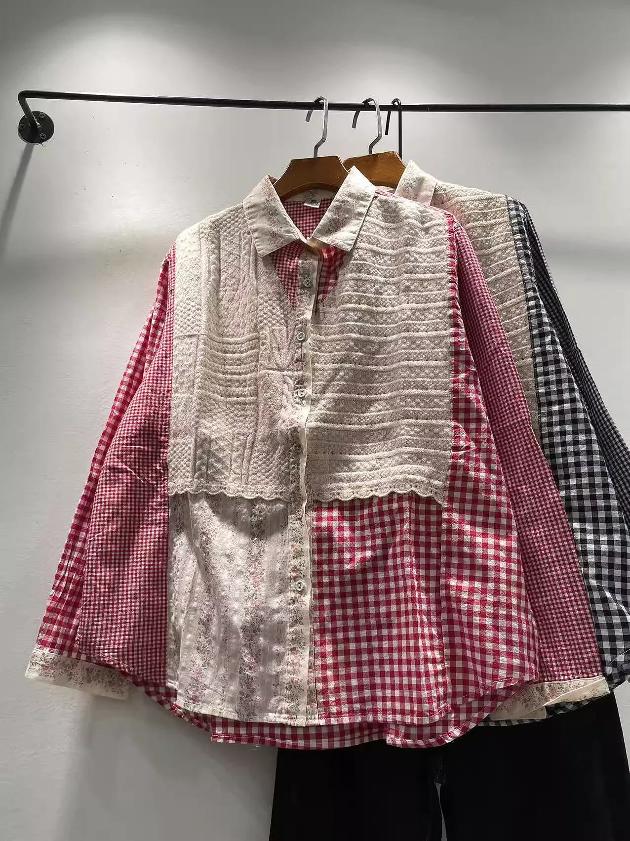 

Mori Girl Блузки из 100% хлопка Японский стиль Сладкие красные синие женские клетчатые рубашки Топы с длинными рукавами Оригинальная женская осенняя рубашка