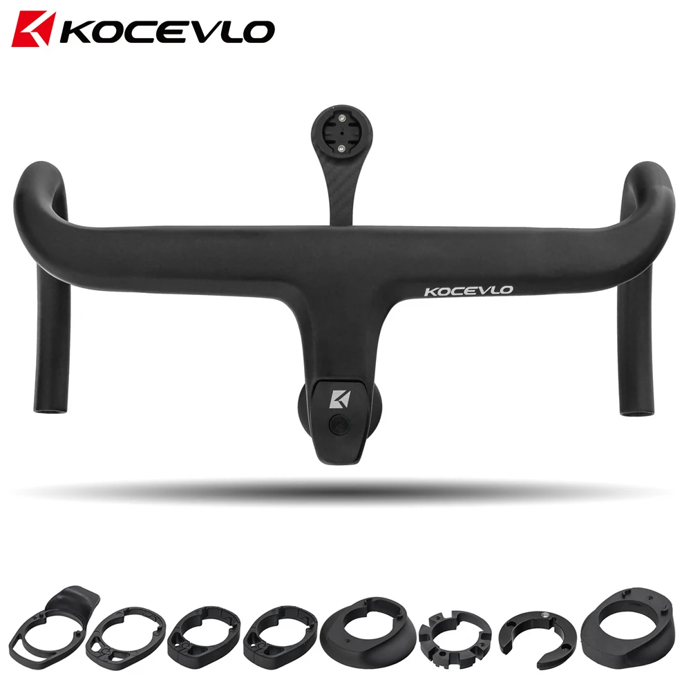 KOCEVLO Road Bike Full Carbon Fiber Stem Integrated Bicycle Handlebar For 28.6mm With Spacers Cycling Parts Accessories