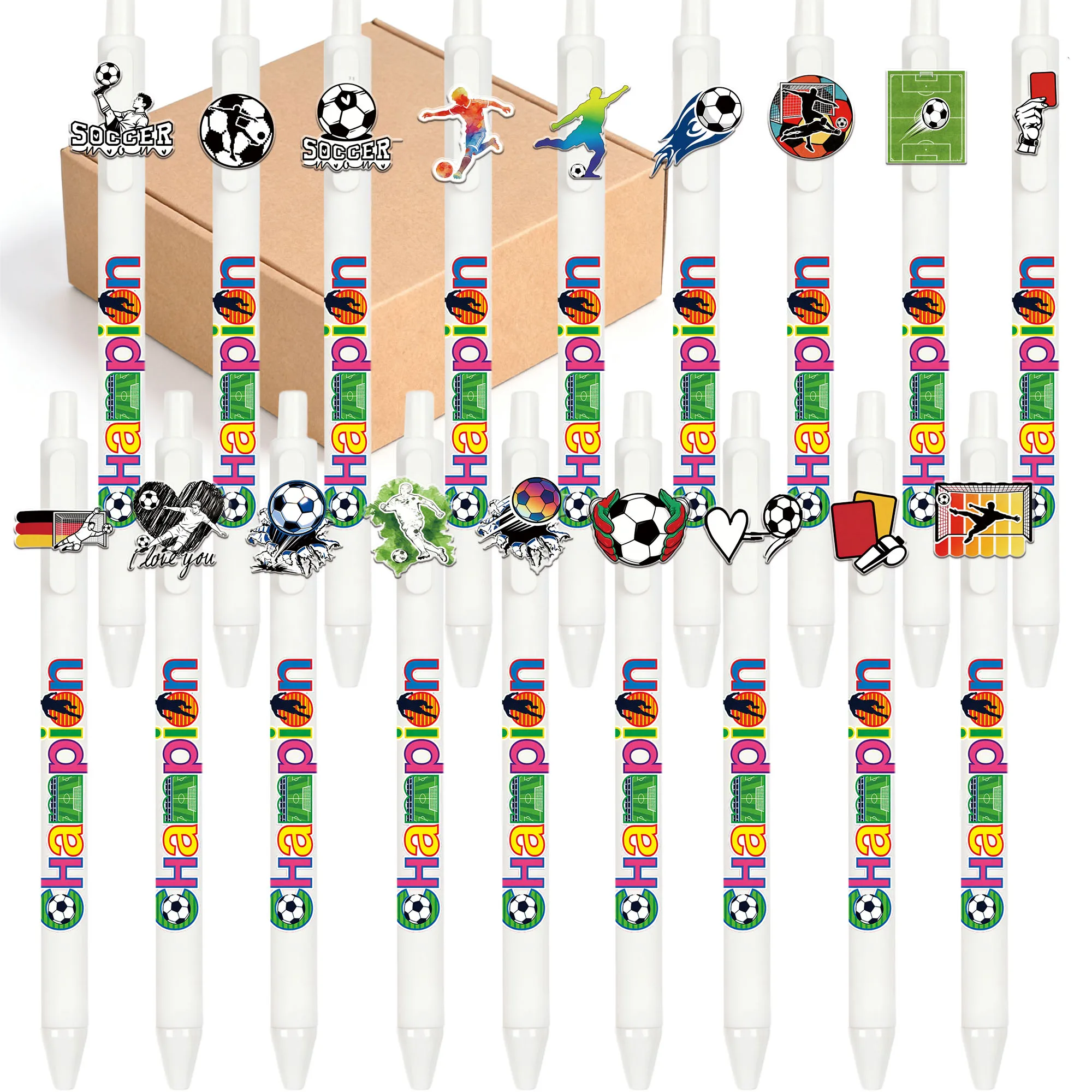 18pcs football themed ballpoint pen, passionate extreme sports series gift pen, student writing signature stationery