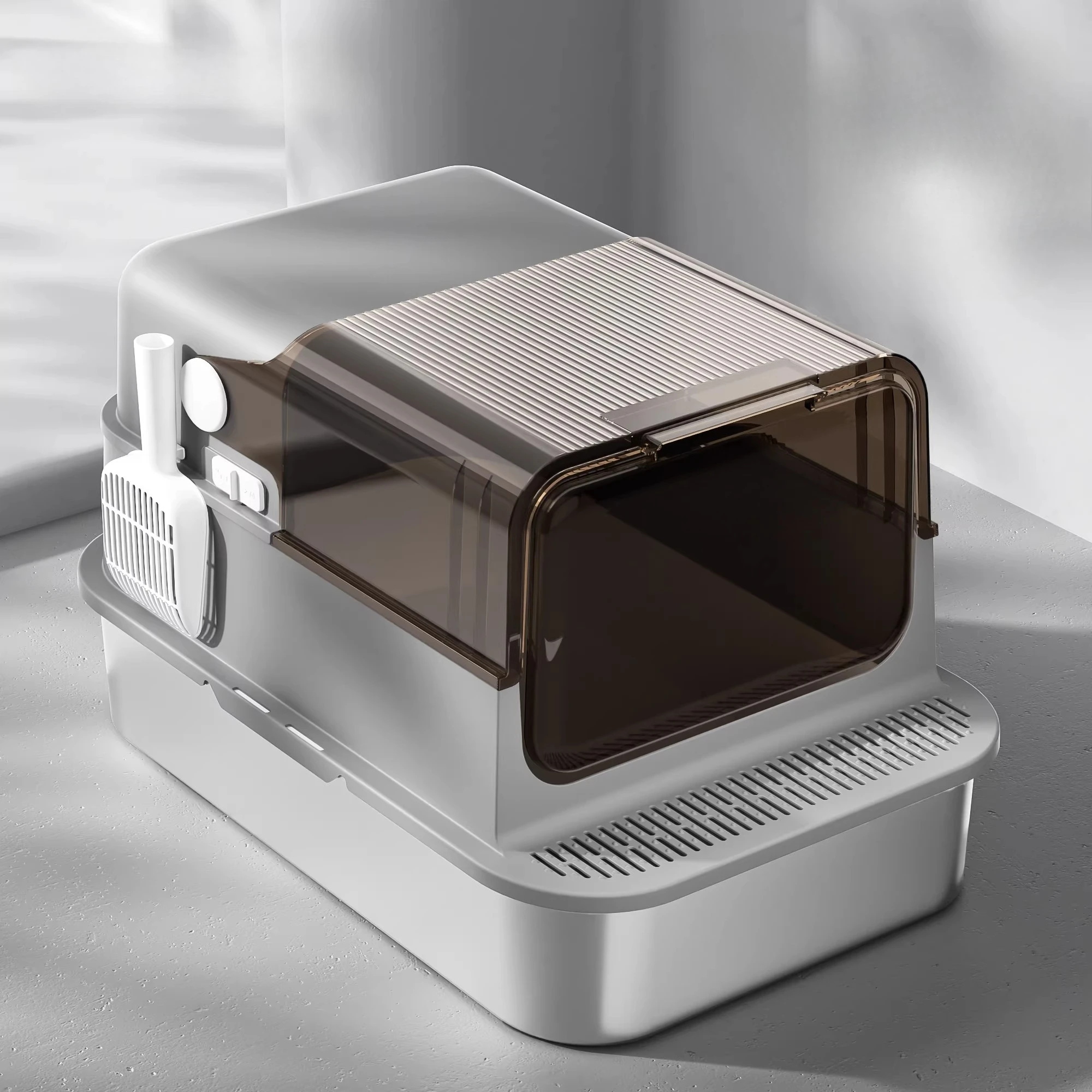 

Stainless Steel Closed cat Litter Box Self-Cleaning Training cat Litter Box Extra Large Castle Areneros Para Gatos Pet Products