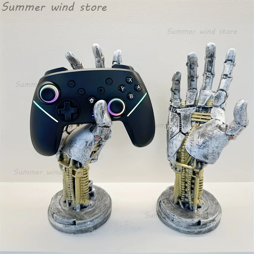 Adorno de mano robótico Cyberpunk, soporte para mando, anillo, cuerda, soporte de escritorio, accesorio para fotografía, decoración del hogar, 1 ud.