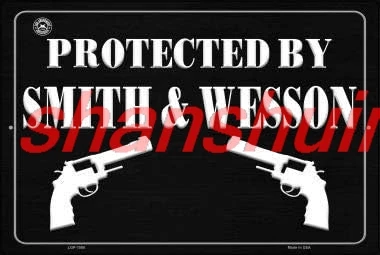 Protected by Smith and Wesson Retro Vintage Metal Tin Signs Rustic Wall Art Sign,8x6 Inches