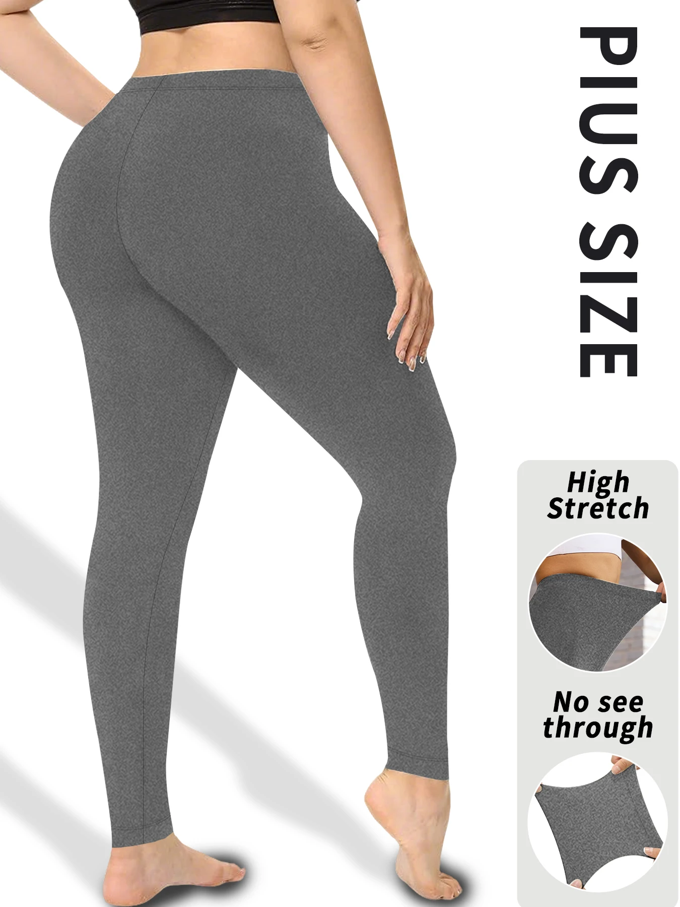 Plus Size Women's Low Rise Workout Leggings - Super Soft High Elastic Tights for Yoga Running Training Daily Life