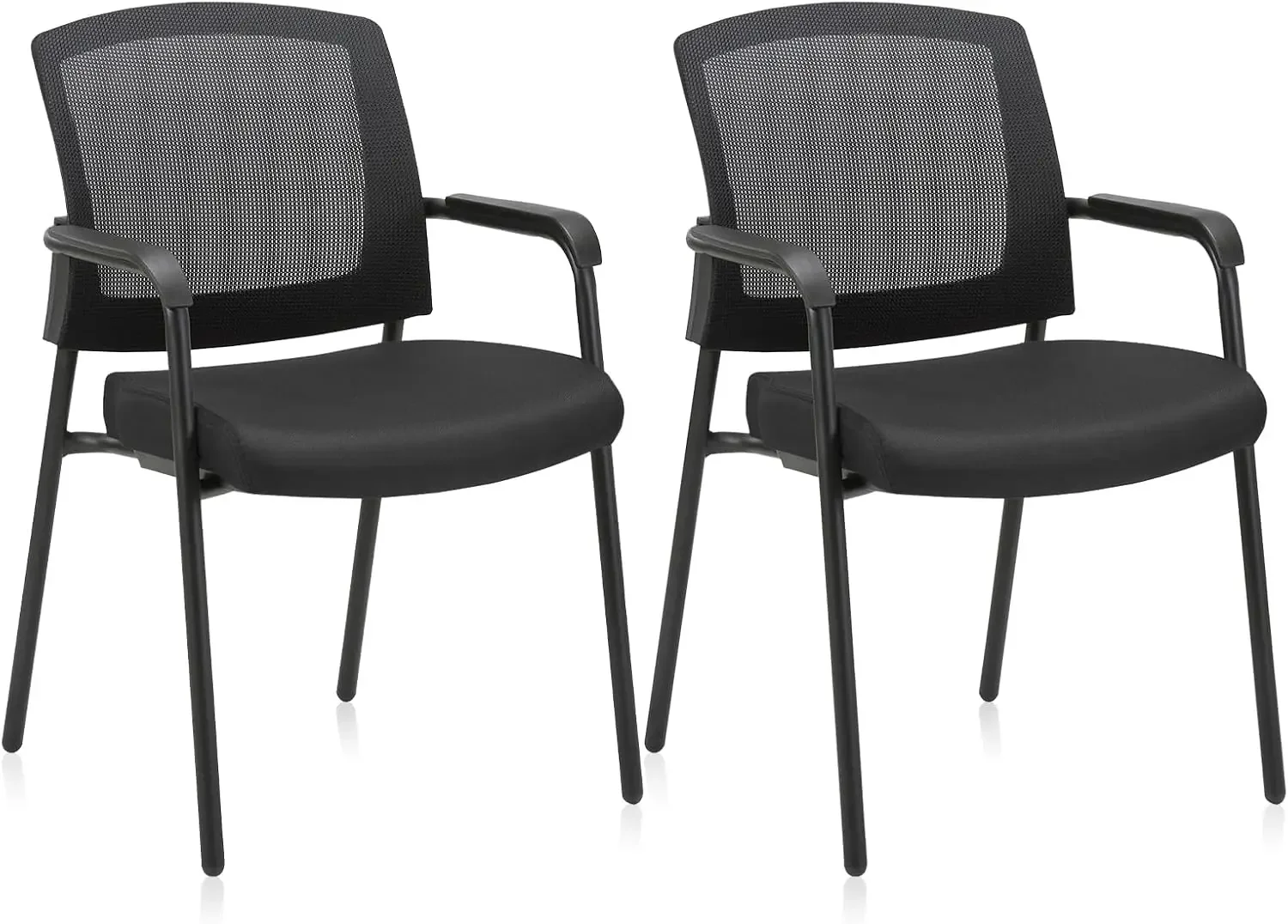 Office Reception Guest Chair Mesh Back Stacking with Ergonomic Lumbar Support and Thickened Seat Cushion for Waiting