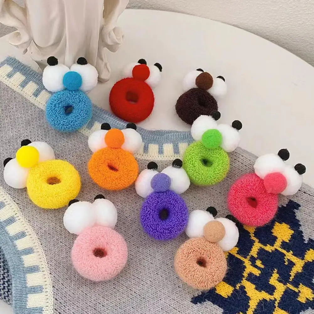 Hair Ties Colorful Cartoon Hair Ropes with Big Eyes Decor Elastic Anti-slip Ponytail Holders for Women Cute Durable Hair Bands