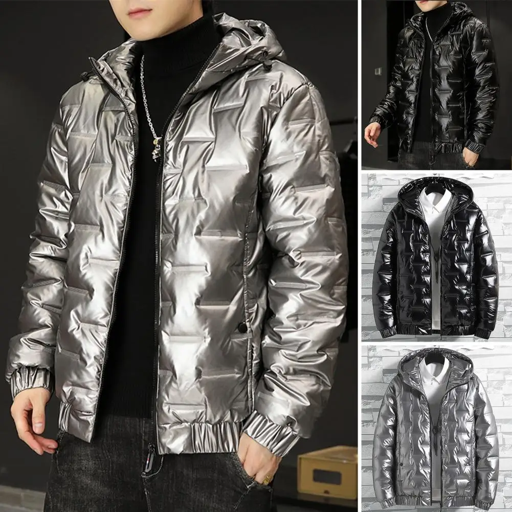 Trendy Men Outerwear Men's Winter Parka Jacket Windproof Cotton Coat with Thick Warmth Trendy Style Long Sleeve for Weather