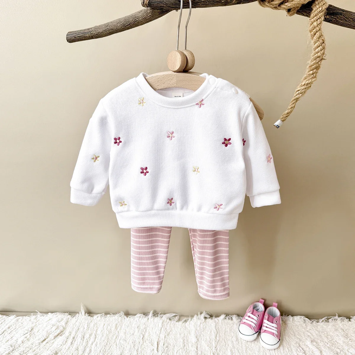 

Winter Autumn Baby Clothes Girl Infant Toddler Outfit Sets Long Sleeve Thick 2Pcs Floral Newborn Sweet Style Clothes 0-3Y