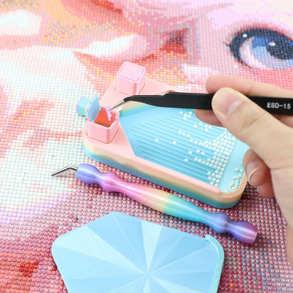 Colorful Diamond Art Tray With a lid And two small trash cans New Diamond Art Tools and Accessories For DIY Diamond Art Kits view 5
