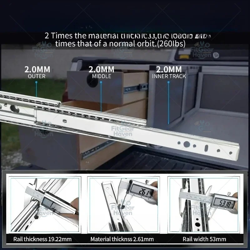 Heavy Duty Drawer Slide Rail Multiple Sizes 250mm-1000mm 1 Pair