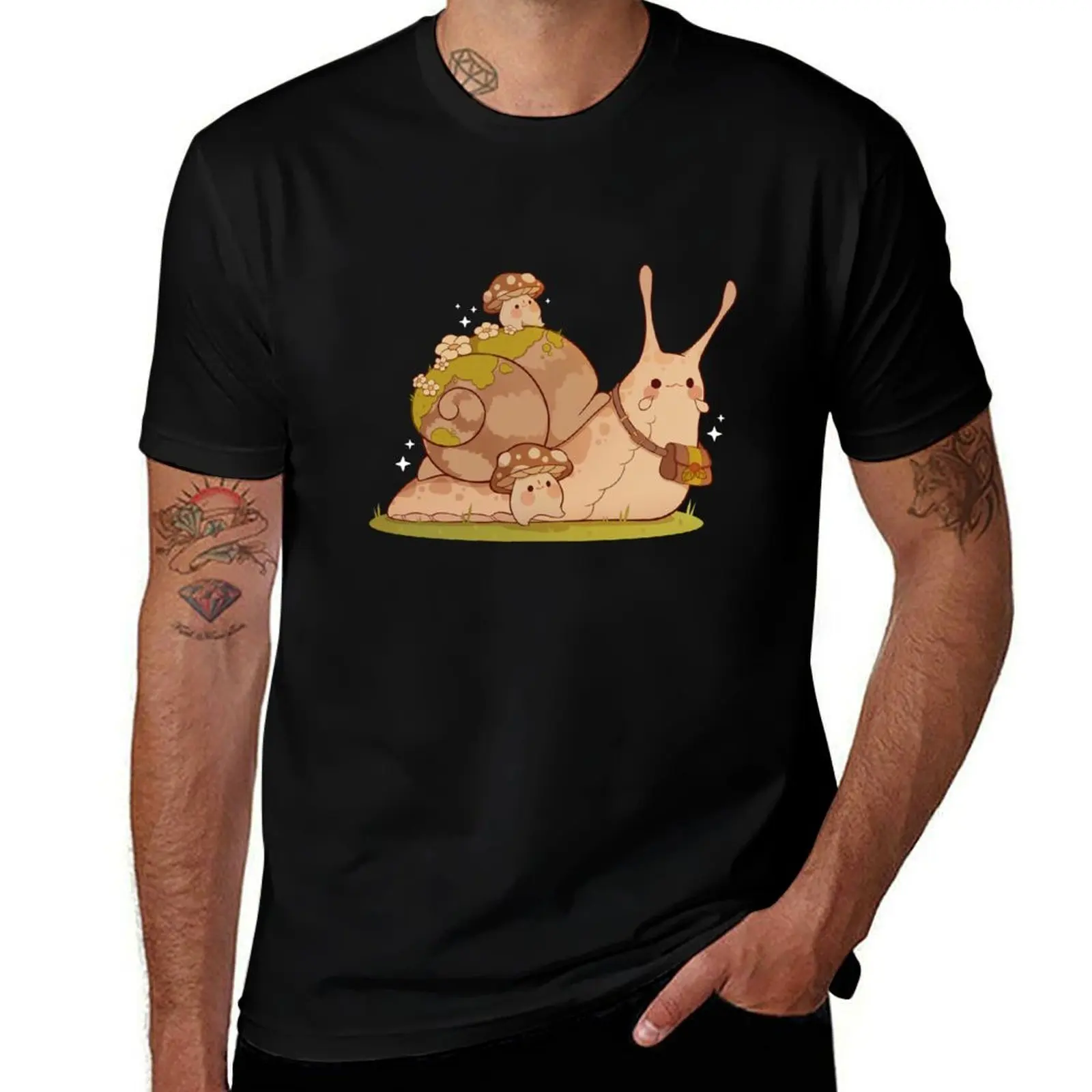 

man print friend big for snail man shirts mini Cute custom printed t t t with mushrooms designer shirt shirt T-Shirt